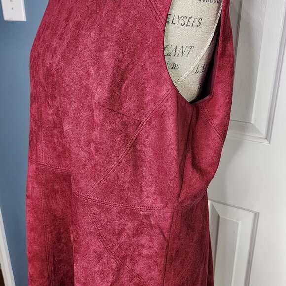 Chicos Dress Sleeveless Velvet Petite 3P US 16P Red Knee Shift Party Office - Picture 3 of 9